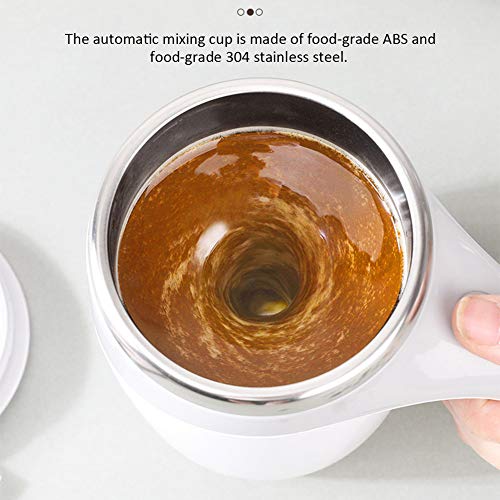  Electric Stirring Coffee Mug, Self Stirring Mug Rotating Home Office Travel Mixing Cup, Funny Electric Stainless Steel Self Mixing Coffee Tumbler, Suitable For Coffee, Milk, Cocoa(White)