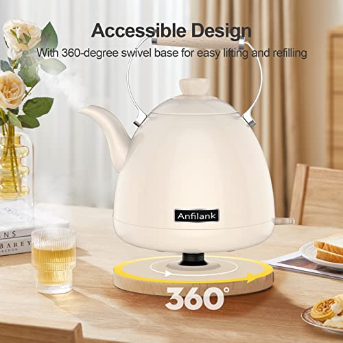  -Boil Water Electric Kettle, 1.7L 1500W, Coffee & Tea Kettle Stainless Steel,Wood Grain Design, Removable Filter, Water Window, LED Light. 360° Rotation, Auto Shut-off & Boil-Dry Protection