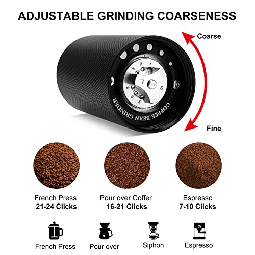  Manual Coffee Grinder, OWERSLYN Premium CNC Stainless Steel Conical Burr Mill For French Press/Espresso/Turkish - Double Bearing Positioning, Adjustable Coarseness Hand Coffee Grinder, Walnut Handle