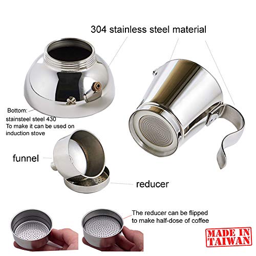  Stainless Steel Stovetop Espresso Maker - Italian Espresso Coffee Maker Greca Coffee Maker Moka Espresso Maker Moka Pot For 6 Espresso Cup / 10 Oz