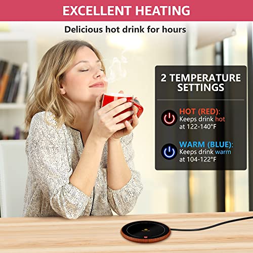  4-in-1 Wax Melt Warmer/Candle Warmer/Mug Warmer-Coffee Warmer For Desk Auto Shut-Off: Excellent Heating, Advanced Sensor, Safety Features, Stylish And Compact (Wood Grain)