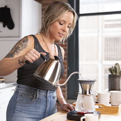  - BLOOM Pour Over Coffee Brewer Set - Durable Thermal Brushed Stainless Steel Sleeve, Dual Filter Mode With Patented Micro-Filter And 10 Paper Filters, Makes Coffee In 2 Mins
