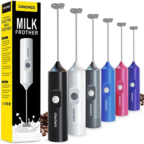  Updated Milk Frother - Hand Operated Battery Powered Frother For Coffee, Electric Whisk, Foam Maker And Drink Mixer For Your Latte, Cappuccino, Frappe, And Hot Chocolate (Black)