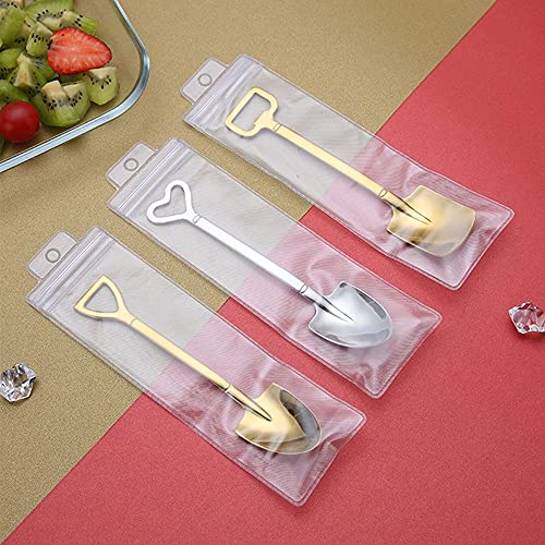 GENERIC 1PC Creative Dessert Spoon Tea-Spoon Birthday Gift Heart Ice Cream Scoop Coffee Spoon Shovel Stainless Steel(Square,Silver)