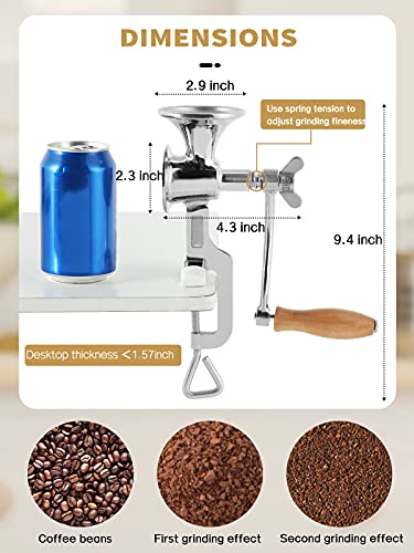  Grain Mill Hand Poppy Seed Grinder Mill Stainless Steel Coarseness Adjustable Table Clamp Hand Crank 50g Small Hopper For Pepper Corn Wheat Barley Soybeans Chickpeas Bird Feed