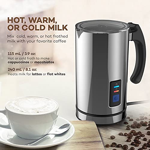 GENERIC Milk Frother, Electric Milk Steamer Foam Maker, Automatic Hot And Cold Milk Frother Warmer For Cappuccino, Hot Chocolates, Coffee, Latte, Stainless Steel, Non-Stick Interior, Heater With Strix Control