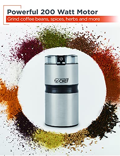  Tric Coffee Grinder Spice Grinder - Stainless Steel Blades Grinder For Coffee Bean Seed Nut Spice Herb Pepper, Brushed Stainless Steel Texture And Transparent Lid