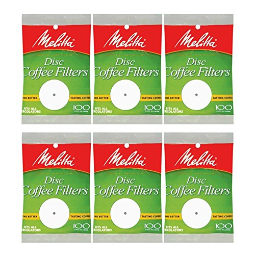 Melitta White Disc Coffee Filter, 100 Count (Pack Of 6)