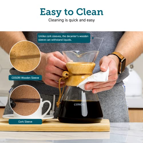  Pour Over Coffee Maker With Double-layer Stainless Steel Filter, Coffee Dripper Brewer & Glass Coffee Pot, High Heat Resistant Decanter, 34 Ounce
