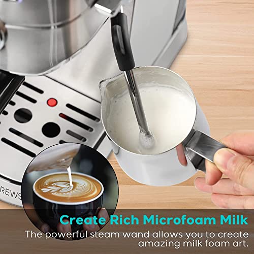  Spresso Machine 20 Bar, Professional Espresso Maker With Milk Frother Steam Wand, Compact Espresso Coffee Machine With Full Stainless Steel Appearance For Cappuccino, Latte, Macchiato, Large Size