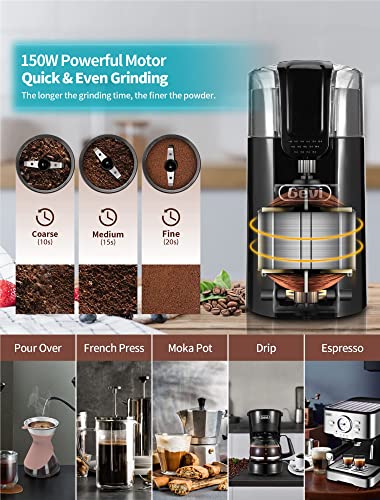  Electric Coffee Grinder Stainless Steel Blade Grinder For Coffee Espresso Latte Mochas, Noiseless Operation.GECGI140-U-1