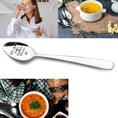  Let's Have Coffee Together Forever Spoon Engraved Stainless Steel, Love Quote Gifts For Men Women, Best Coffee Spoon Friendship Gifts For Birthday Graduation Christmas