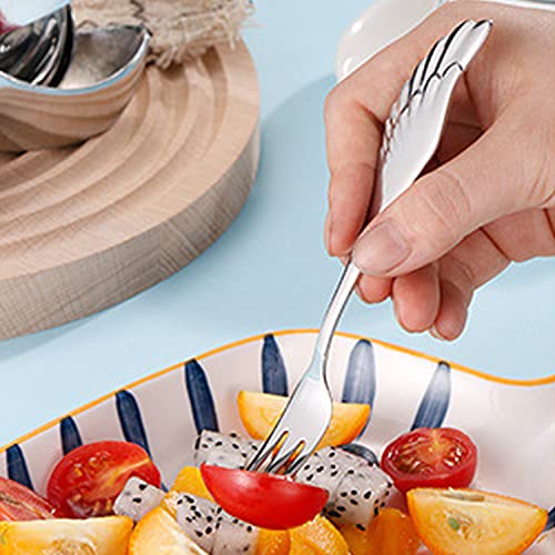  Stainless Steel Creative Dinnerware Set Decorative With For Coffee, Fruit,Dessert,Stirring, Mixing, Sugar, Stir, Ice Cream, Cake, Teaspoon (5 Scoops + 5 Fruit Forks)