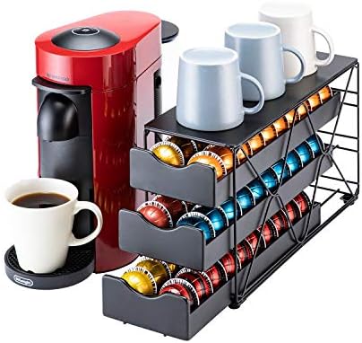  Ship For Nespresso Pod Holder Drawer Large Mullti Tier Coffee Pod Holder Vertuo (3 Tier (60Pods))