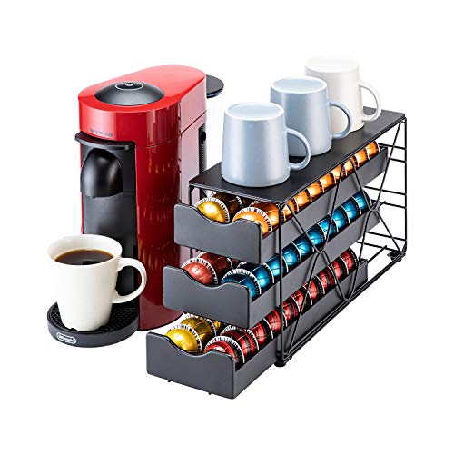  Ship For Nespresso Pod Holder Drawer Large Mullti Tier Coffee Pod Holder Vertuo (3 Tier (60Pods))