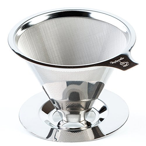  é Pour Over Coffee Dripper Stainless Steel Reusable Drip Cone Coffee Filter Portable Pour-Over Coffee Maker Paperless Metal Fine Mesh Strainer Coffee Pourover Brewer Camping Coffee Maker