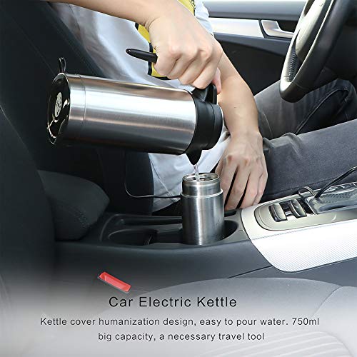  Car Kettle Boiler Sunsbell 650ml Car Heating Travel Cup Stainless Steel Mug Car Coffee Cup Warmer With DC 12V Charger For Car (Kettle Boiler)