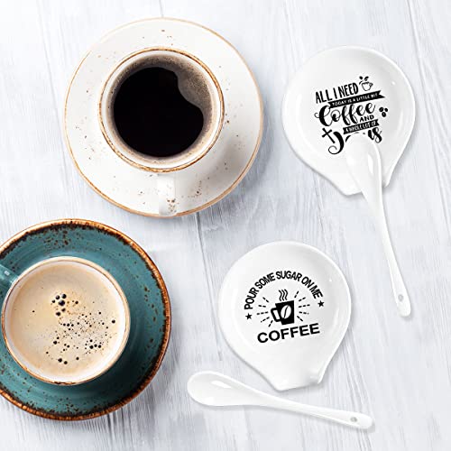  Coffee Spoon Rest And Spoon,Funny Coffee Quote Pour Some Sugar On Me Coffee Ceramic Coffee Spoon Holder-Station Decor Coffee Bar Accessories-Gifts For Coffee Lovers