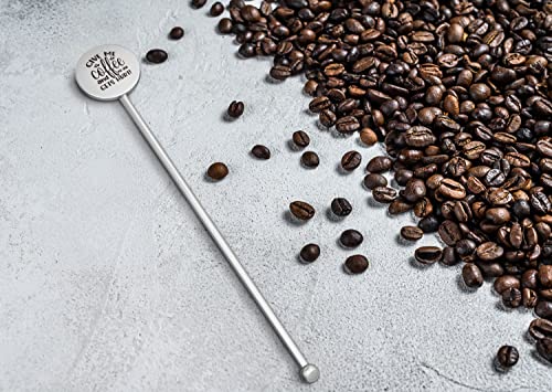  PZJIEAN Give Me Coffee No One Gets Hurt Funny Engraved Stainless Coffee Stir Sticks With Gift Box, Coffee Beverage Stirrer Accessories, Gifts For Women, Men, Friends, Brother, Sister, Coffee Lover
