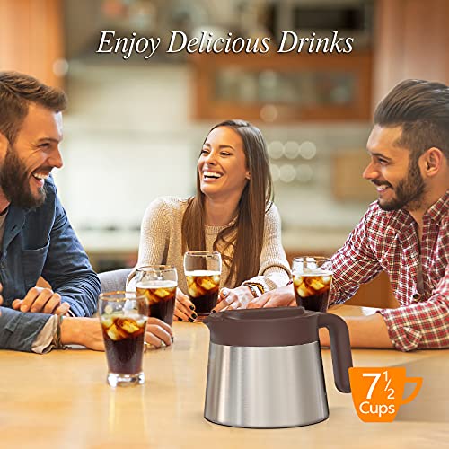  Cold Brew Coffee Maker, 1.8L/61oz, Premium Quality Stainless Steel Pot And Filter, Perfect For Homemade Iced Coffee