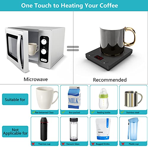  Coffee Mug Warmer Plate - Mug Warmer For Desk With Auto Shut Off, 3 Temperature Settings For Coffee, Milk, Tea Warming, Home & Office Use, Wood