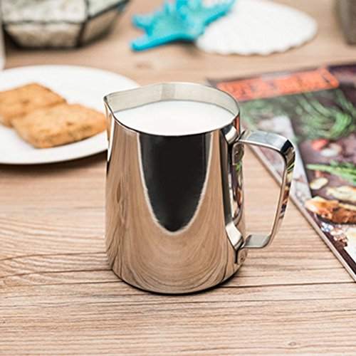  Frothing Pitcher Stainless Steel Milk Pour Pot Cup Mug 350ml (Silver)
