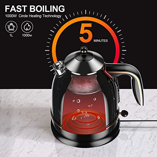  Lectric Tea Kettle, 1.7L Hot Water Boiler With Thermometer, 1800W Heater Kettles With LED Light, Fast Boiling, Auto Shut Off Kettle For Coffee