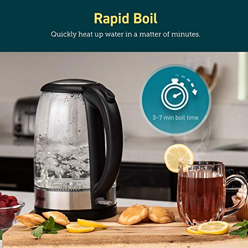  Pour Over Coffee Maker With Double-layer Stainless Steel Filter,34 Ounce & Electric Kettle With Upgraded Stainless Steel Filter And Inner Lid, Wide Opening Glass Tea Kettle,1.7L, Black