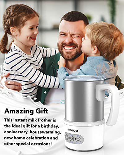  Milk Frother – Electric Milk Frother And Steamer For Home – 13.5oz/380ml Large Capacity – 5-in-1 Functions With Heating And Frothing – Ideal For Latte, Cappuccino, Chocolate, Hot Milk, 500W