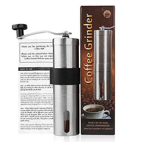  Manual Coffee Grinder, Portable Hand Coffee Grinder With Adjustable Setting, Conical Burr Mill Stainless Steel Coffee Grinder For Drip Coffee,French Press, Press Used In Home And Travel