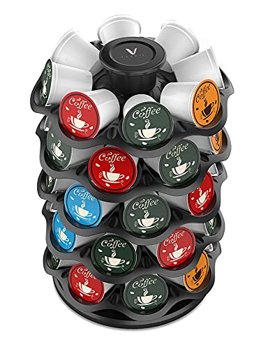  Upright Rotray Coffee Pod Carousel Holder Organizer Compatible With 40 Keurig K Cup Pods, KRS4002S-BLK