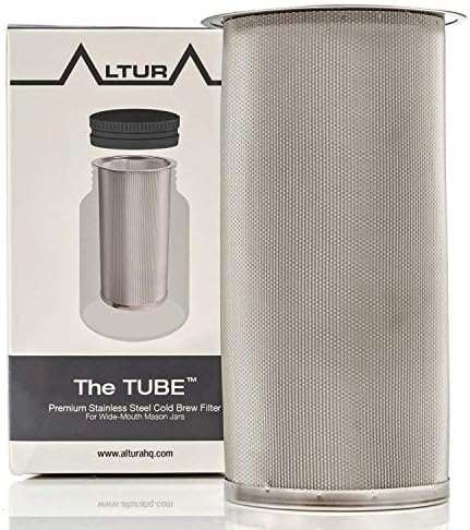 Altura The TUBE+ Cold Brew Coffee Maker | Cold Brew Coffee Filter For Wide Mouth Mason Jar | Stainless Steel Cold Brew Filter The TUBE+ (64oz/2qt)