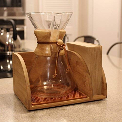  Caddy With Matching Brown Mat Compatible With Chemex Coffee Maker
