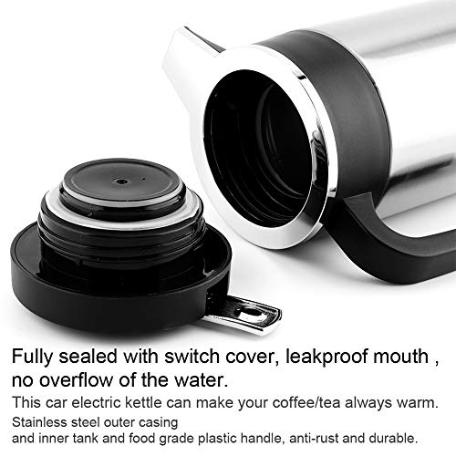  Electric Kettle 1000ML Stainless Steel Car Electric Kettle Coffee Tea Thermos Water Heating Cup 12V