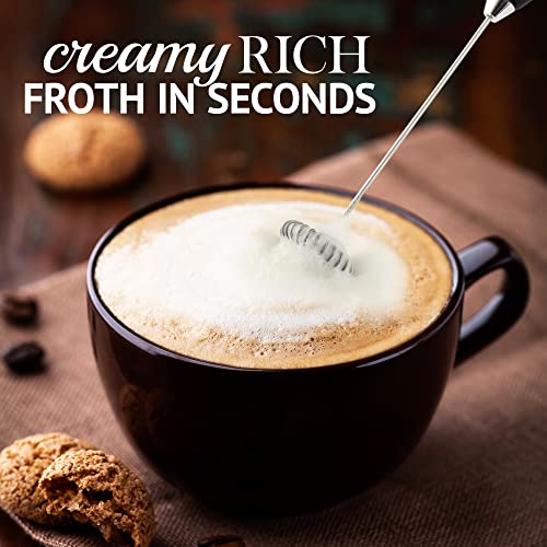  Frother For Coffee - Comfort Grip Matcha Whisk - Electric Matcha Mixer And Mixer Electric Handheld - Coffee Frother Handheld - Electric Drink Mixer (Black)