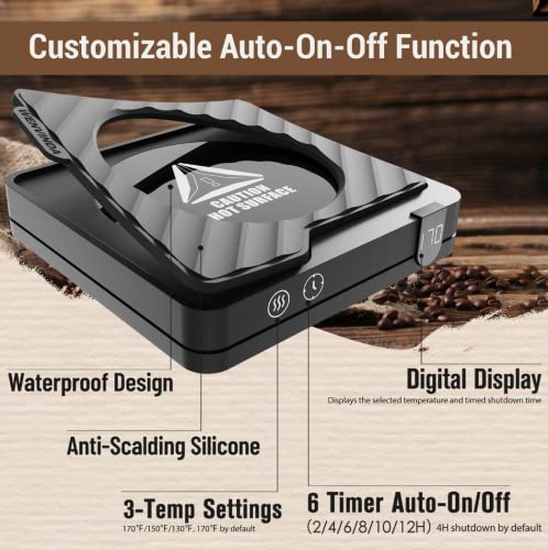  Coffee Mug Warmer&Coffee Warmer For Desk Auto Shut Off, Coffee Cup Warmer For Desk With 3 Temperature Setting, Cup Warmer For Coffee/Milk/Tea/Beverage/Chocolate, Smart Coffee Mug Warmer For Desk