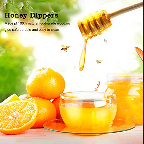  Honey Dipper Sticks, 50Pcs/set Household Wooden Mini Jam Honey Dipper Jar Dispensing Collecting Stirring Rod Stick(15cm / 5.9inch)