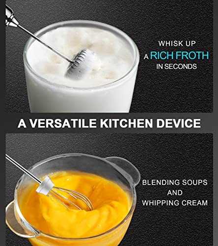  Handheld Milk Frother For Coffee, Rechargeable Electric Whisk With 3 Heads 3 Speeds Drink Mixer Foam Maker For Latte, Cappuccino, Hot Chocolate, Egg - Pink