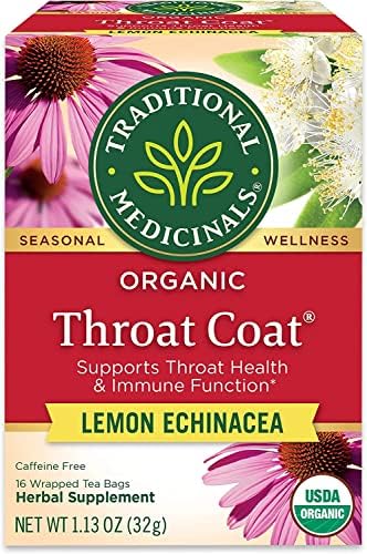  Organic Throat Coat Lemon Echinacea Seasonal Tea, 16 Count (Pack Of 6)