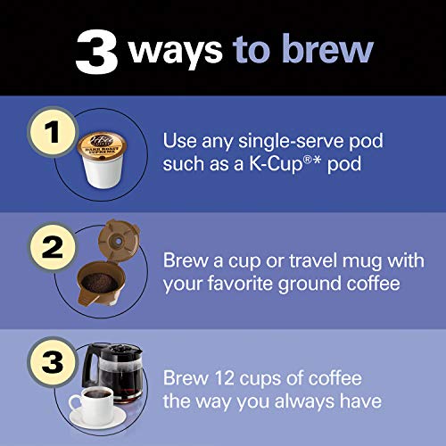Hamilton Beach 49976 FlexBrew Trio 2-Way Coffee Maker, Compatible With K-Cup Pods Or Grounds, Combo, Single Serve & Full 12c Pot, Black