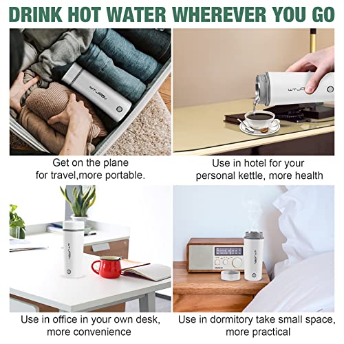  Portable Electric Kettle For Travel, Travel Kettle Electric Small Stainless Steel, Portable Fast Water Boiler Automatic Shut-Off 350ML Mini Cup (White)