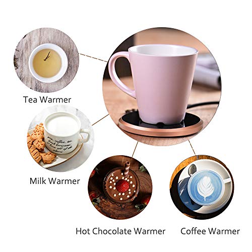  Coffee Mug Warmer - KRGMNHR 18Watt Auto Shut Off Cup Warmer For Home Office Desk Use, Electric Beverage Warmer Heating Plate For Cocoa,Tea, Water, Milk, Rose Gold