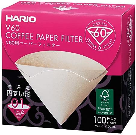 Hario V60 Paper Coffee Filters Single Use Pour Over Cone Filters Size 02 White, 100 Count, 2-pack