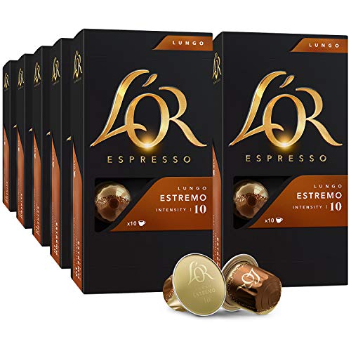  Espresso Capsules, 100 Count Estremo Lungo, Single-Serve Aluminum Coffee Capsules Compatible With The L'OR BARISTA System & Nespresso Original Machines