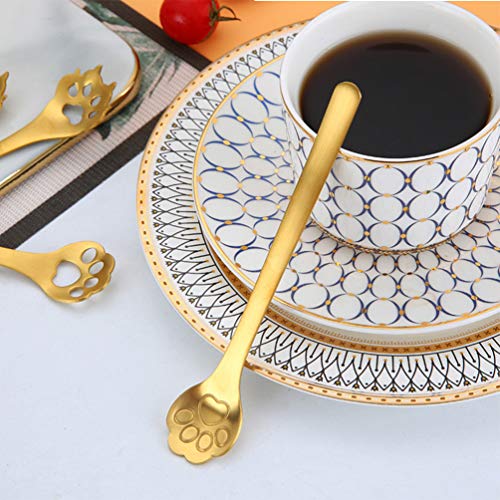  Cooking Spoon Coffee Spoon 5PCS Stainless Steel Stirring Spoon Mini Slotted Spoon Paw Shape Dessert Spoon Rainbow Coffee Spoons Espresso Beverage Drink Stirrer Ice Cream Spoon Serving Spoon