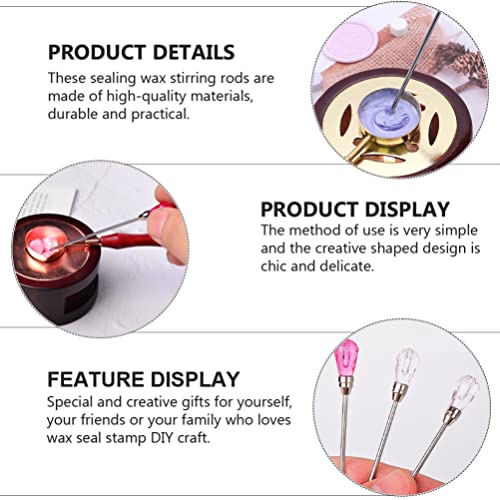  4pcs Stainless Steel Stirrer Mixing Spoons Seal Wax Stirring Sticks Spoons Creative Sealing Wax Stir Rods Random Color