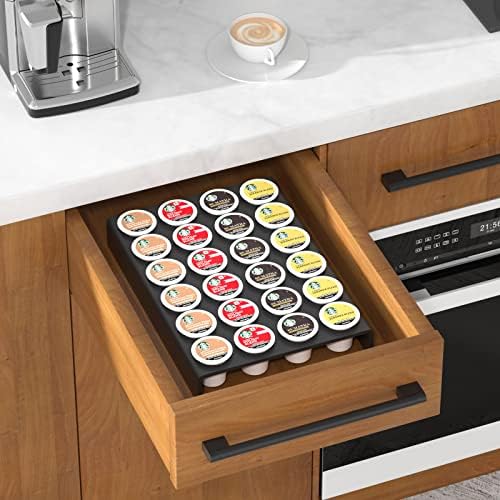  Acrylic K Cup Drawer Organizer, Clear K Cup Organizer Tray For Drawer Or Countertop Storage, Hold 24 Coffee Capsules,K Cup Coffee Pod Holder For Office And Kitchen K Cup Storage (9.6x13.2Inches)