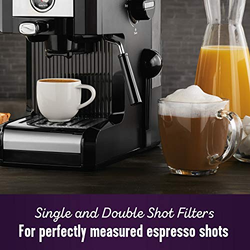 Mr. Coffee® Easy Maker | Authentic Pump Espresso Machine, 6 Piece, Chrome/Black