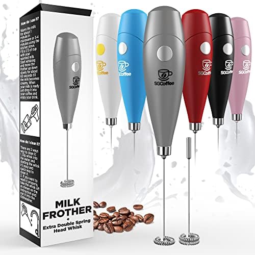  Powerful Double Whisk Milk Frother - Handheld Coffee Blender Frother For Lattes - Electric Whisk Mini Mixer, Milk Foamer Drink Stirrer, Foam Maker For Coffee, Frappe, Matcha, Cappuccino - Blue