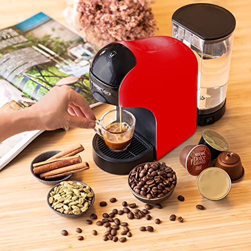  Dolce Gusto Machine, Latte Machine - Red & Black Cappuccino Machine Compatible With Nescafe Dolce Gusto